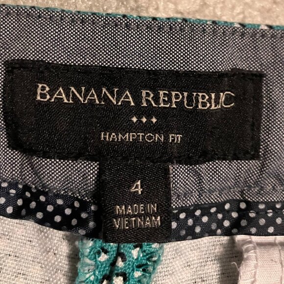 Banana Republic Green Geometric Print Hampton Fit Chino Pants Size 4 - Picture 7 of 8